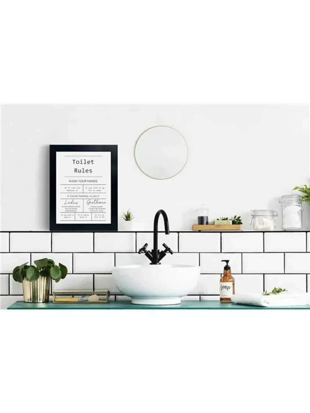 Funny Bathroom Wall Art Sign Guest Bathroom Decor Black Framed 8x10 Inches
